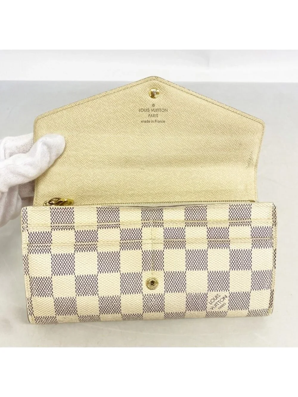 Louis Vuitton Wallet Damier Azur Portefeuille Sarah White